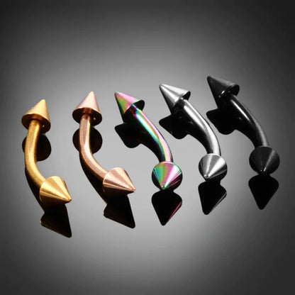 Spike curved barbell titanium 16G curved barbell piercing 6mm 8mm 10mm 12mm