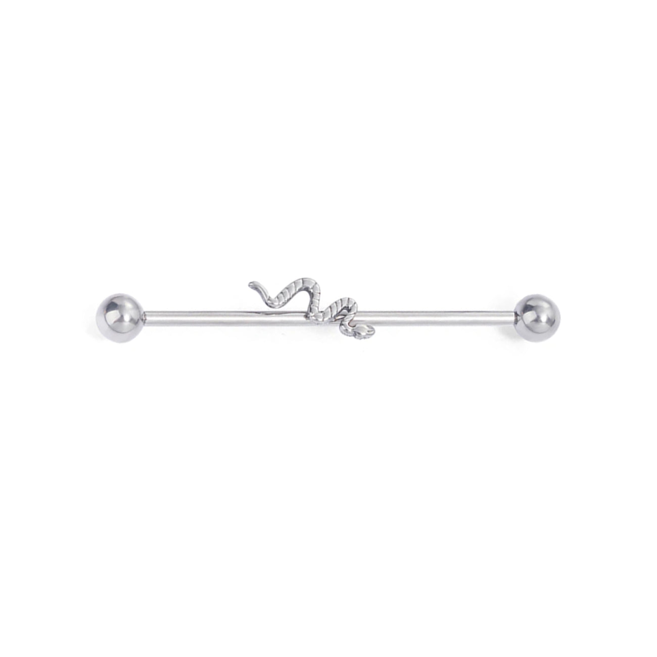 Snake industrial piercing 14G 38mm titanium industrial barbell piercing silver