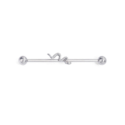 Snake industrial piercing 14G 38mm titanium industrial barbell piercing silver