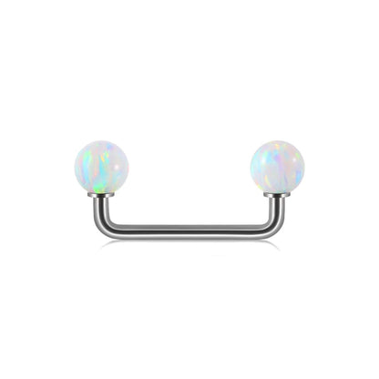 Surface barbell with opal white blue purple green opal titanium surface bar piercings 16G