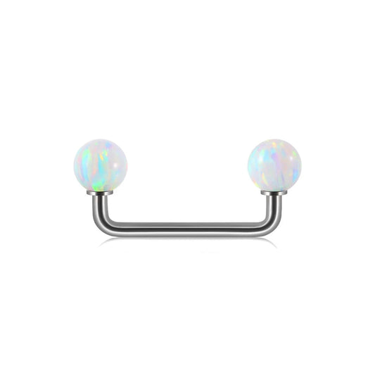 Surface barbell with opal white blue purple green opal titanium surface bar piercings 16G
