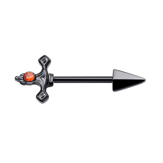 Sword nipple rings black gold silver nipple bars sword nipple jewelry 14G titanium