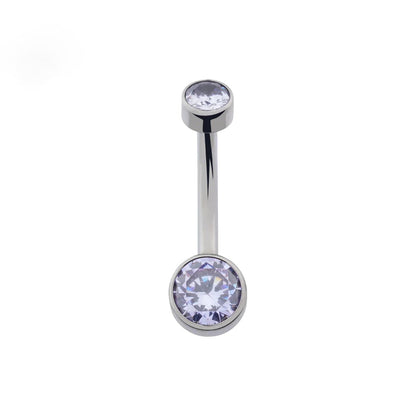 Titanium belly button ring with CZ 14G internally-threaded