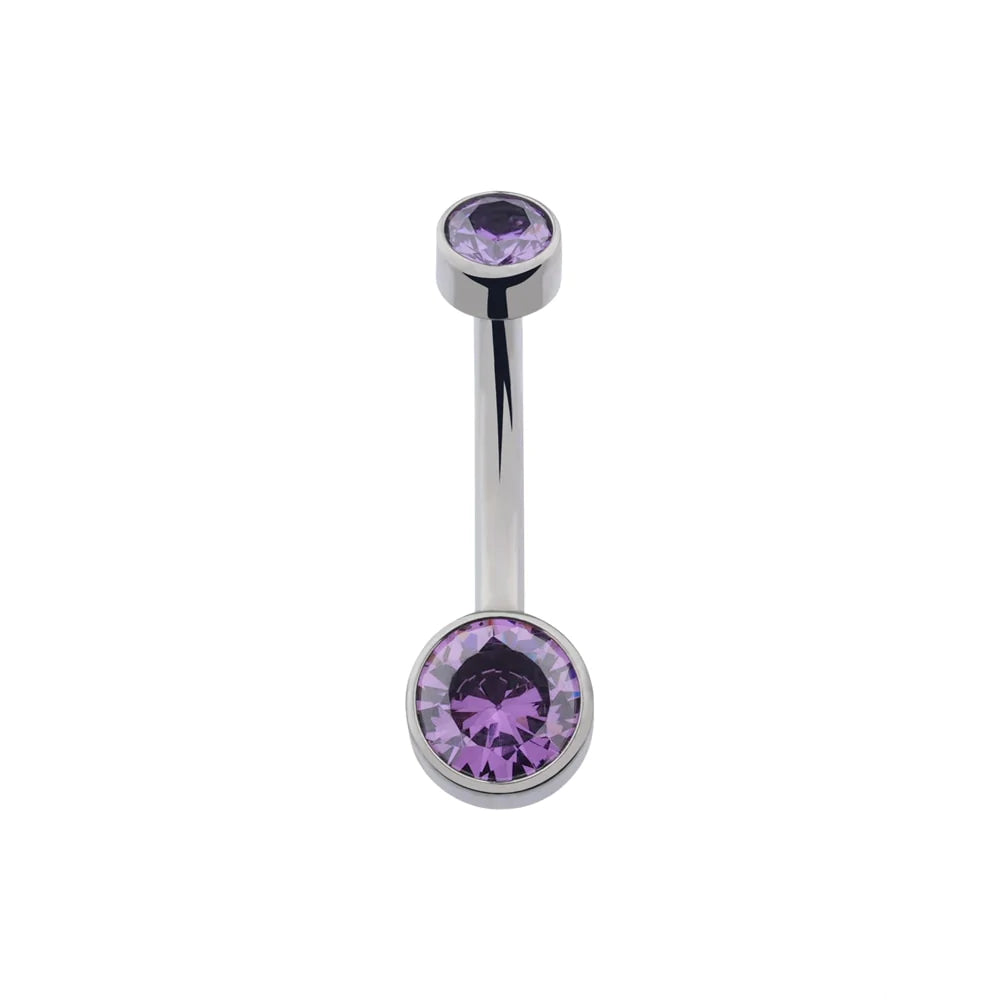 Titanium belly button ring with CZ 14G internally-threaded