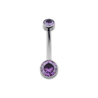 Titanium belly button ring with CZ 14G internally-threaded