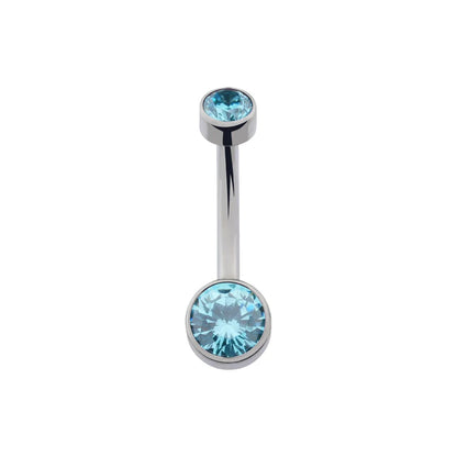 Titanium belly button ring with CZ 14G internally-threaded