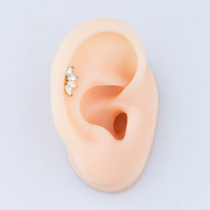 Titanium diamond stud earring with clear stones 16G