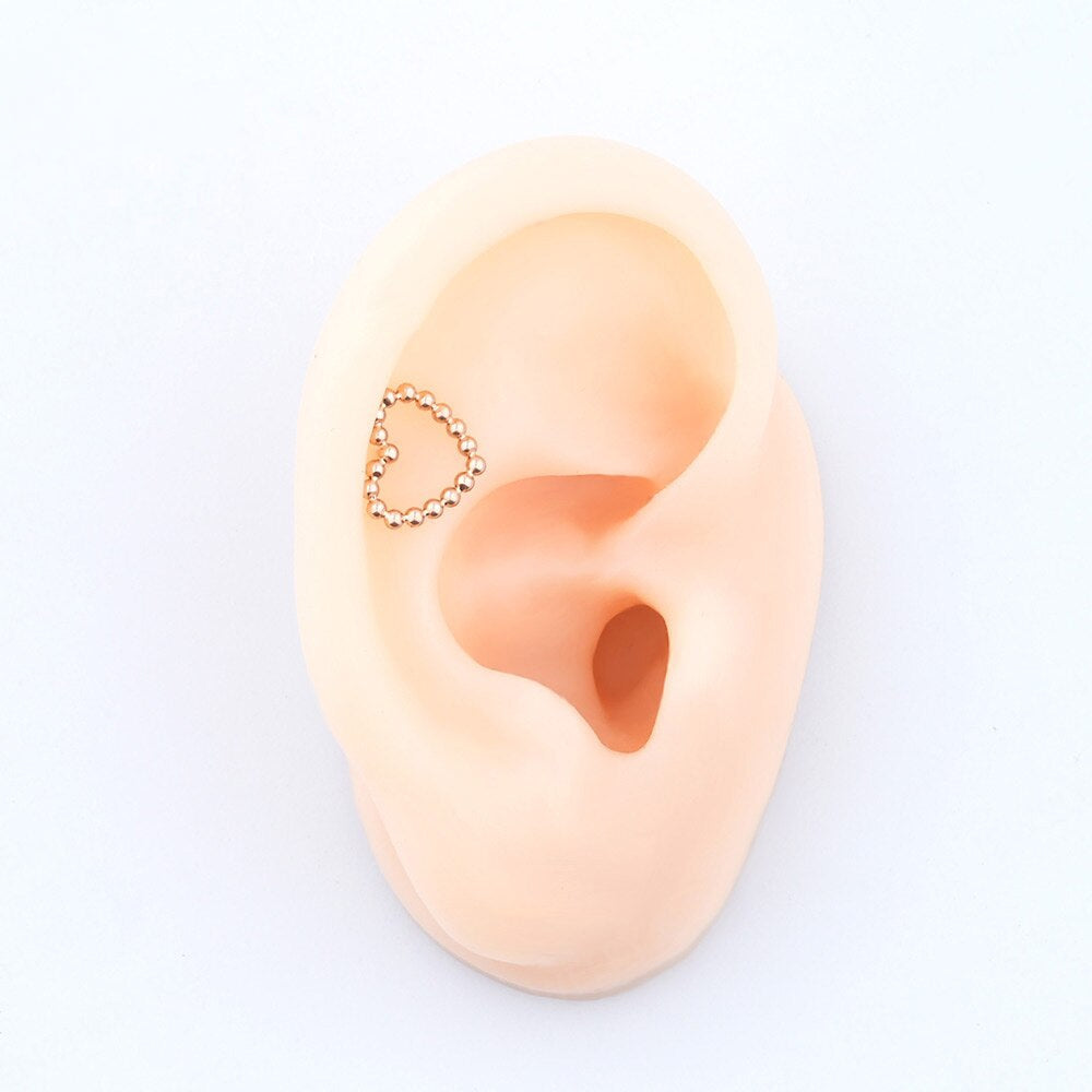 Titanium labret stud heart-shaped 16G