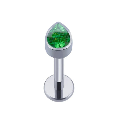Medusa diamond piercing with clear blue green black diamond CZ teardrop titanium stud