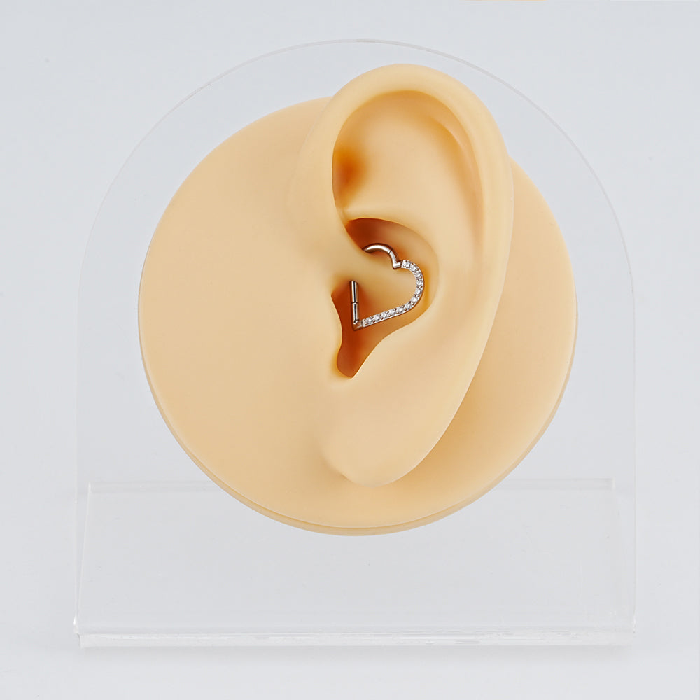 Heart daith piercing implant-grade titanium 16 gauge with CZ
