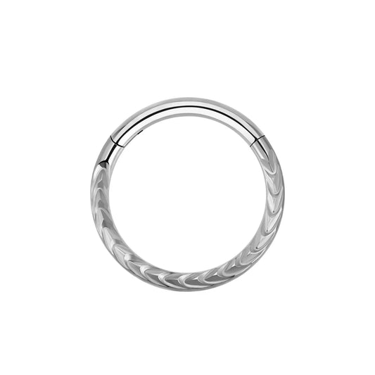 Titanium daith ring with braided inlay in gold and silver 16G septum clicker ring