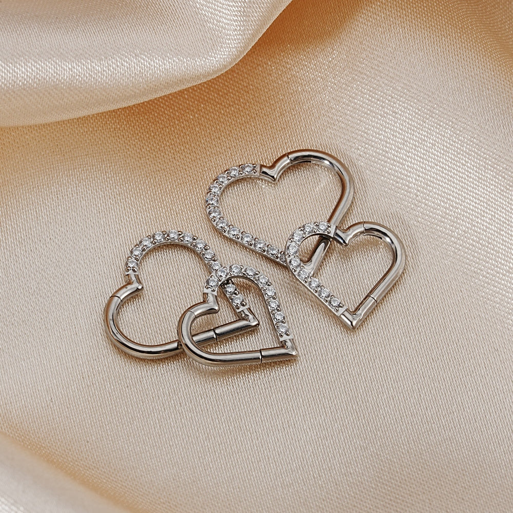 Heart daith piercing implant-grade titanium 16 gauge with CZ