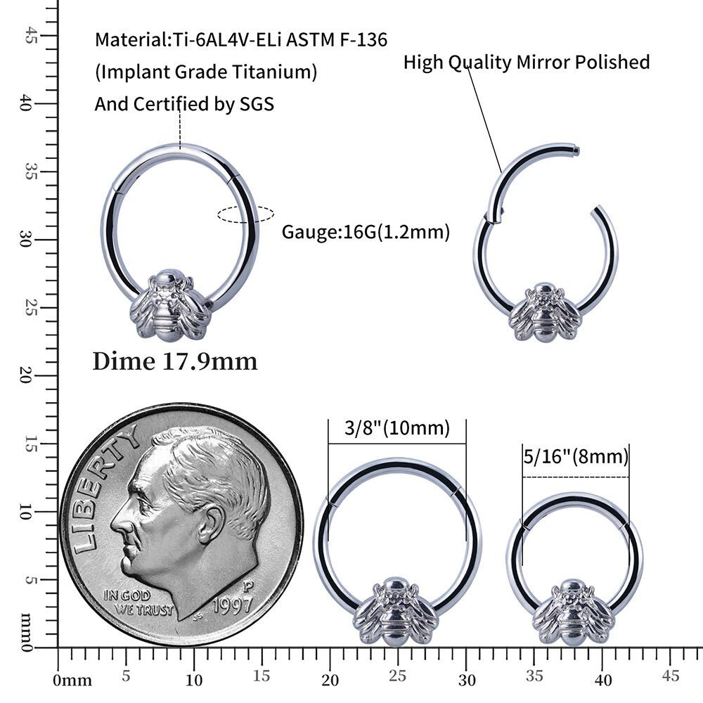 Cute and pretty septum rings with a bee 16 gauge