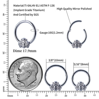 Cute and pretty septum rings with a bee 16 gauge