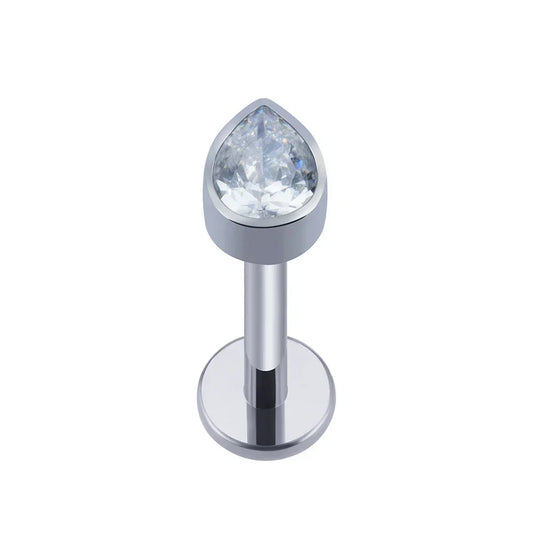 Medusa diamond piercing with clear blue green black diamond CZ teardrop titanium stud