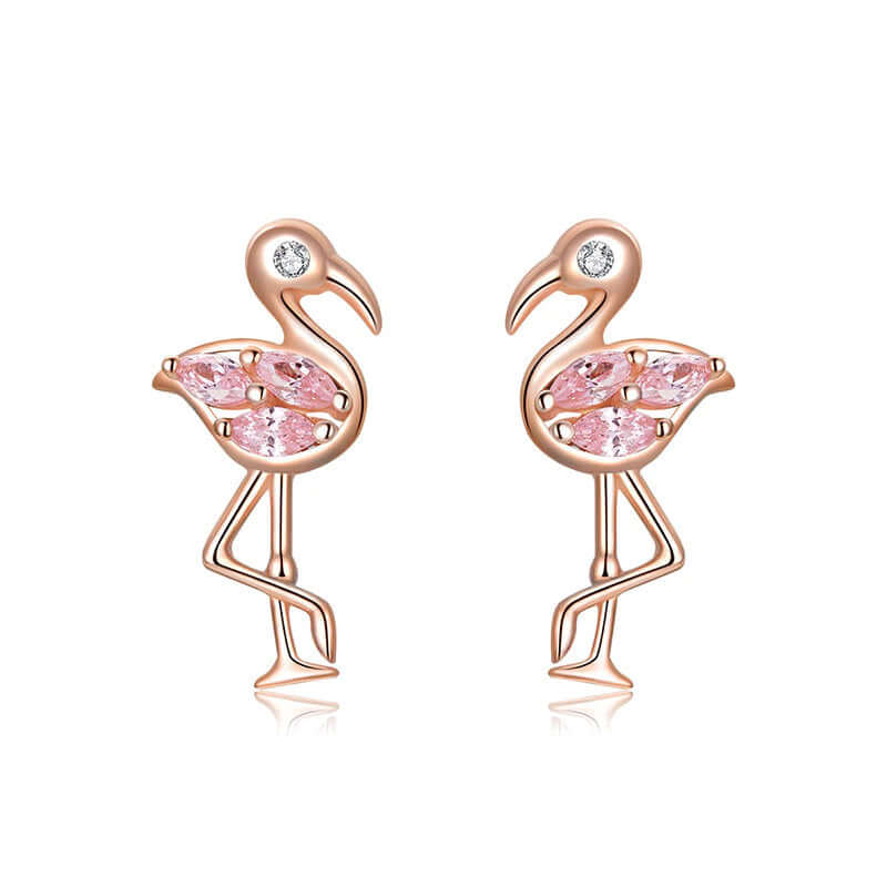 Rose gold flamingo earrings