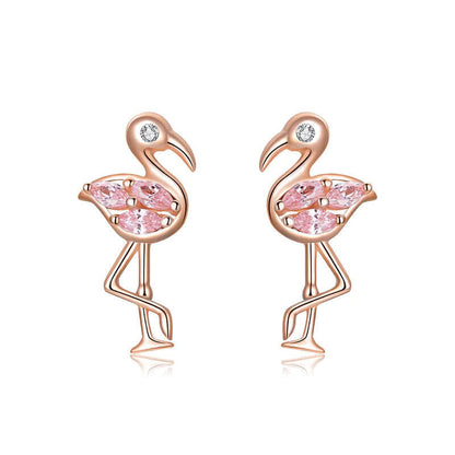 Rose gold flamingo earrings
