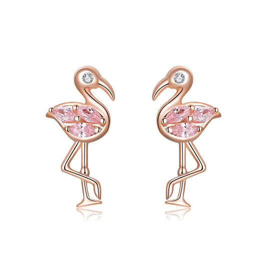 Rose gold flamingo earrings