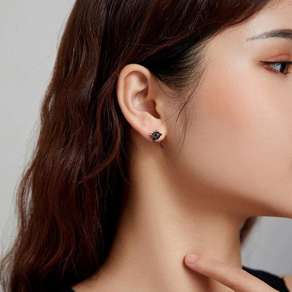 Black cat earrings in sterling silver