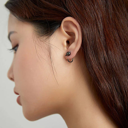 Black cat earrings in sterling silver