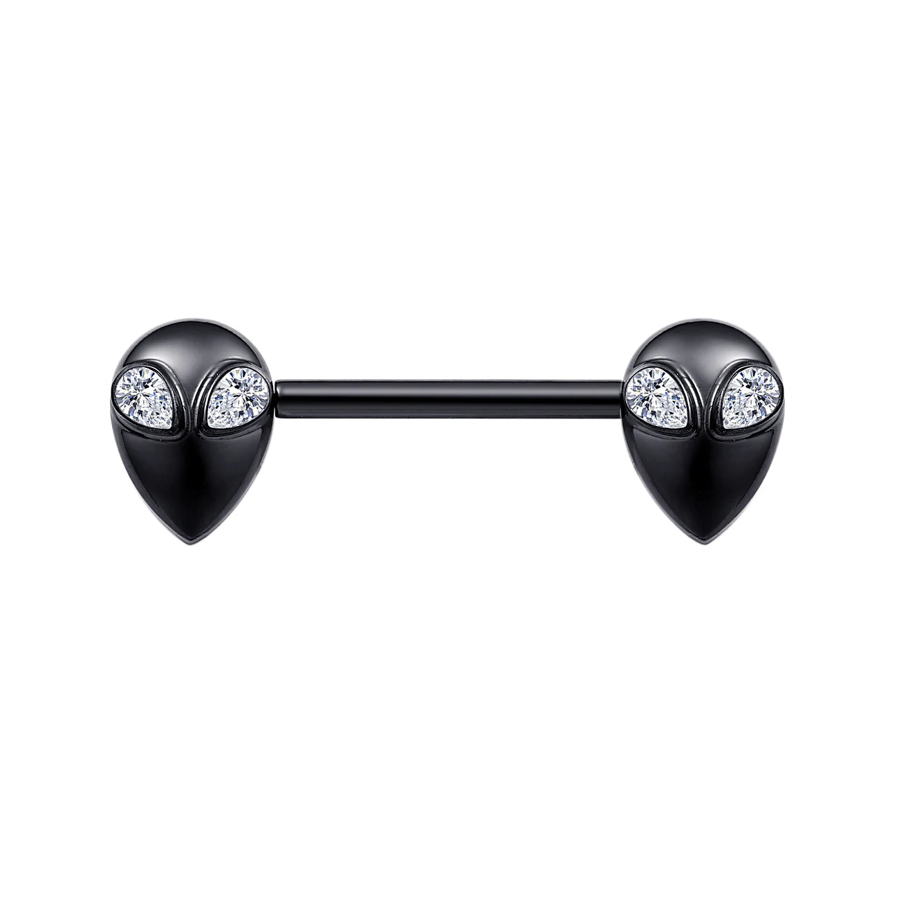 Black nipple piercing aliens straight barbells 2 pieces Halloween threadless titanium 14G 14mm