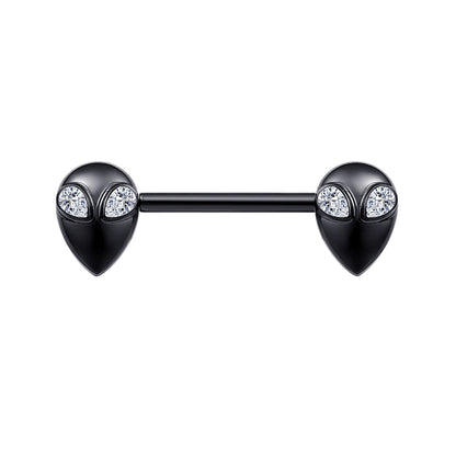 Black nipple piercing aliens straight barbells 2 pieces Halloween threadless titanium 14G 14mm