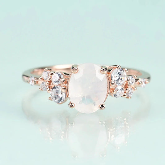 Natural moonstone ring rose gold