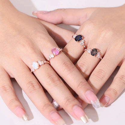 Natural moonstone ring rose gold