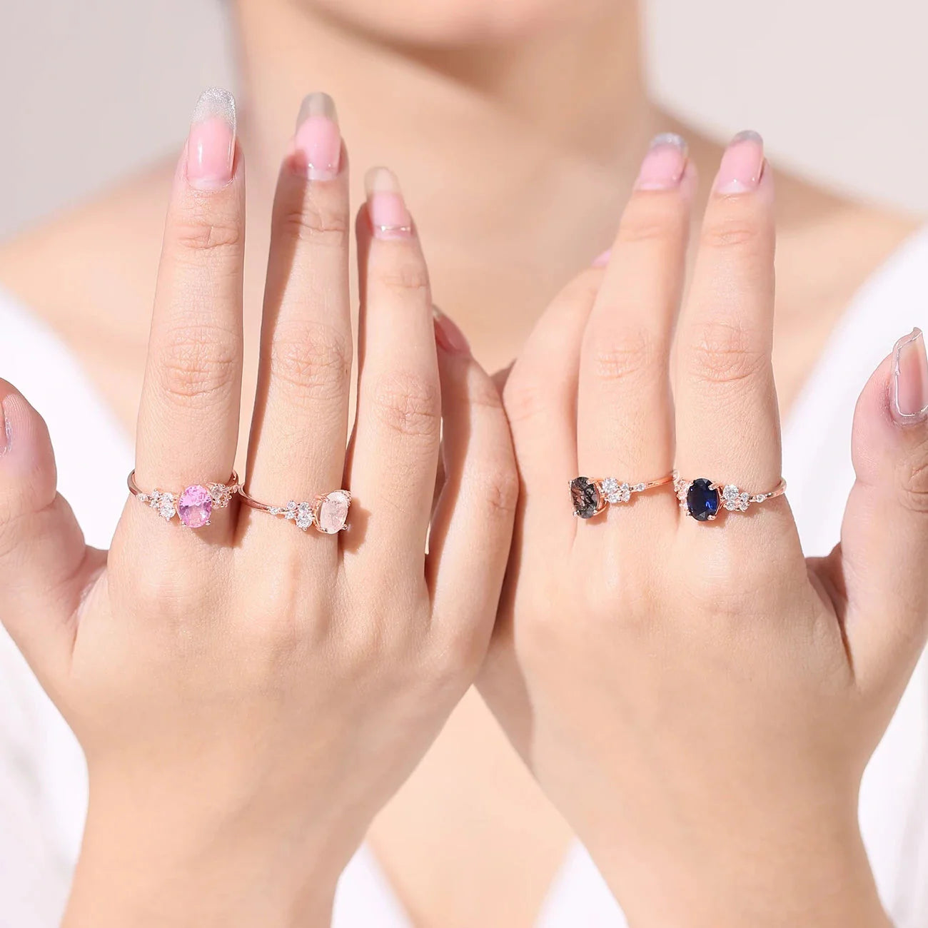 Natural moonstone ring rose gold