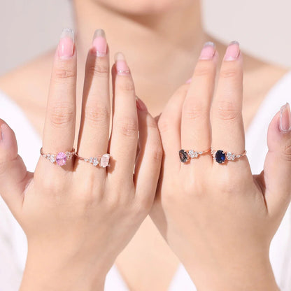 Natural moonstone ring rose gold