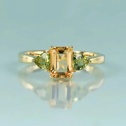Citrine and peridot ring citrine engagement ring in gold silver and rose gold