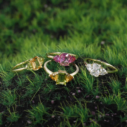 Citrine and peridot ring citrine engagement ring in gold silver and rose gold