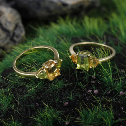Citrine and peridot ring citrine engagement ring in gold silver and rose gold