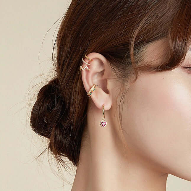 Colorful cubic zirconia ear cuff