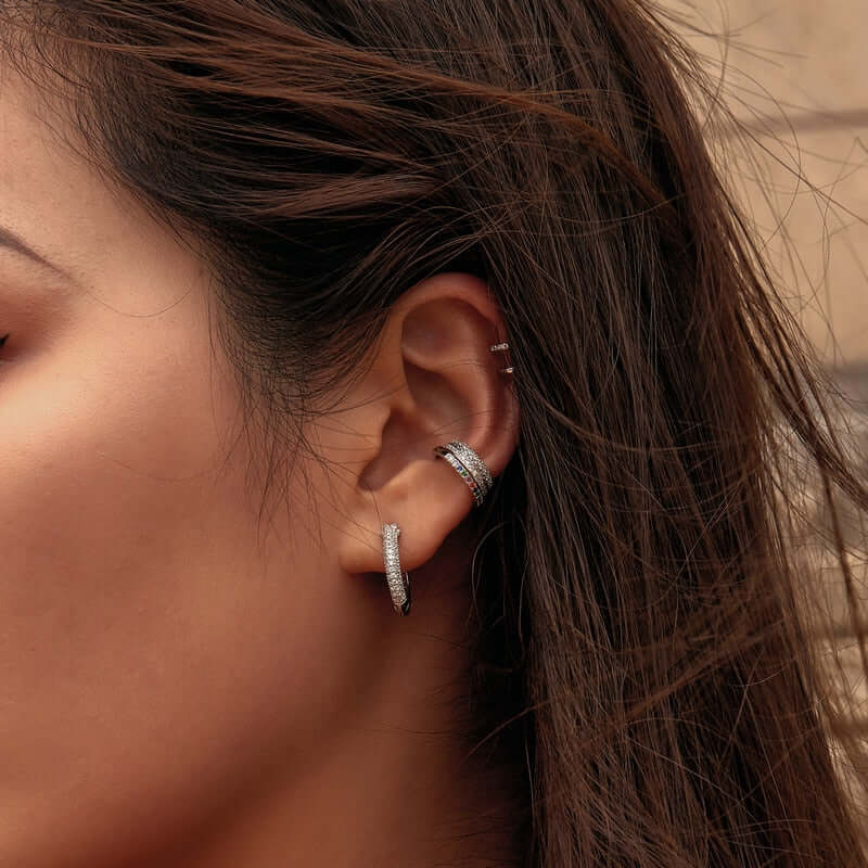 Colorful cubic zirconia ear cuff