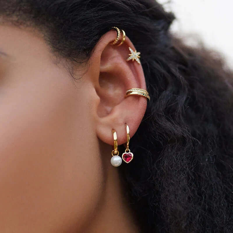 Colorful cubic zirconia ear cuff