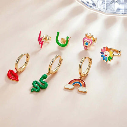 Colorful rainbow earring