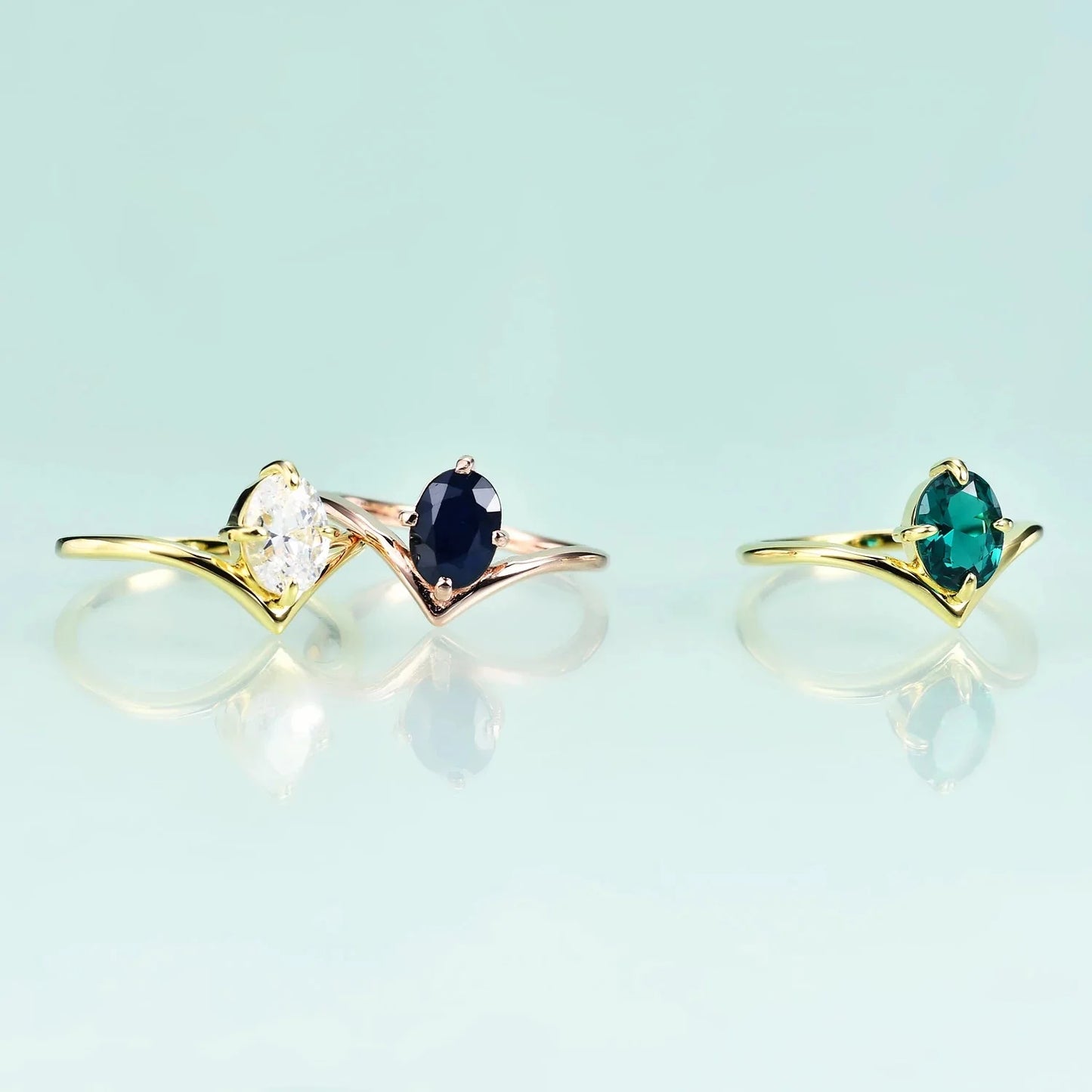 Curved moissanite wedding band oval cut