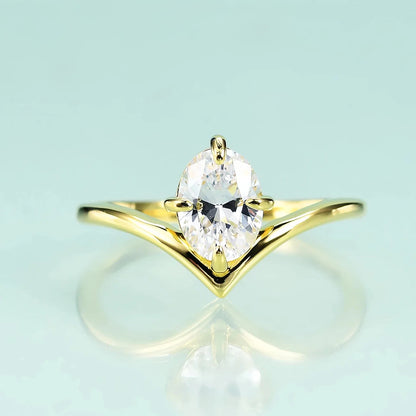 Curved moissanite wedding band oval cut