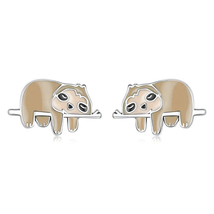 Sloth earrings cute and unique made of sterling silver