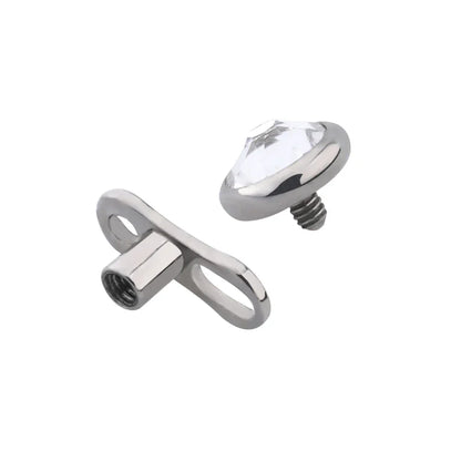 Dermal Anchor With CZ for Dermal Piercing Implant Grade Titanium 14G Internally Threaded
