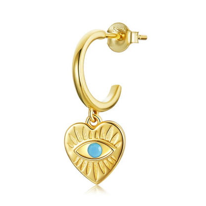 Evil eye and heart earring