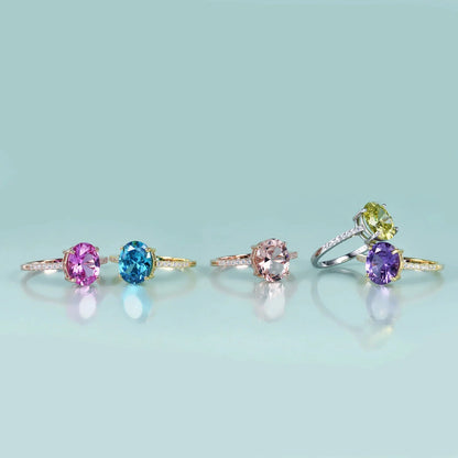 Pink morganite ring rose gold oval cut