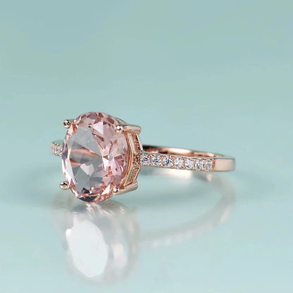 Pink morganite ring rose gold oval cut