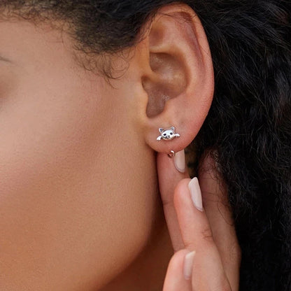 Cute cat earrings sterling silver