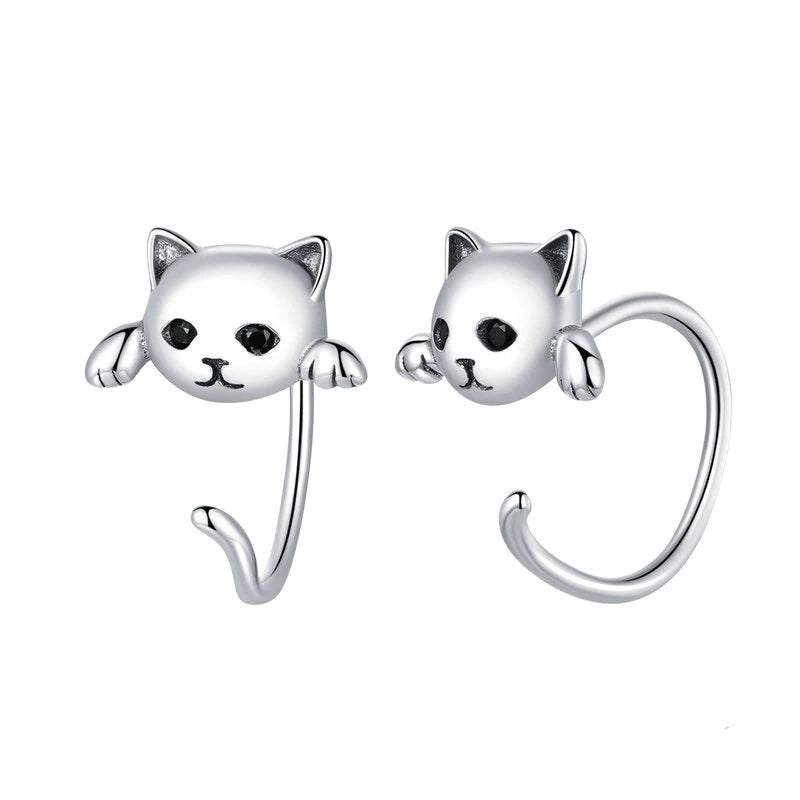 Cute cat earrings sterling silver