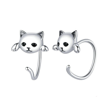 Cute cat earrings sterling silver