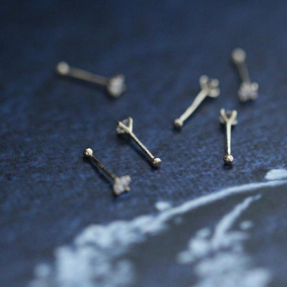 14K gold nose stud tiny and cute with a crystal