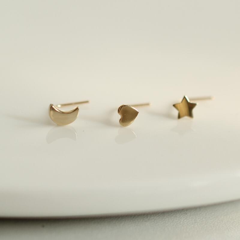 14K gold star nose stud L shaped