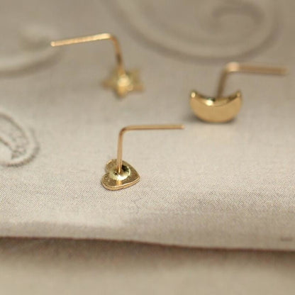 14K gold star nose stud L shaped